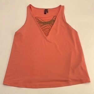 UEC Guess coral colored sleeveless v-neck top chain details XS